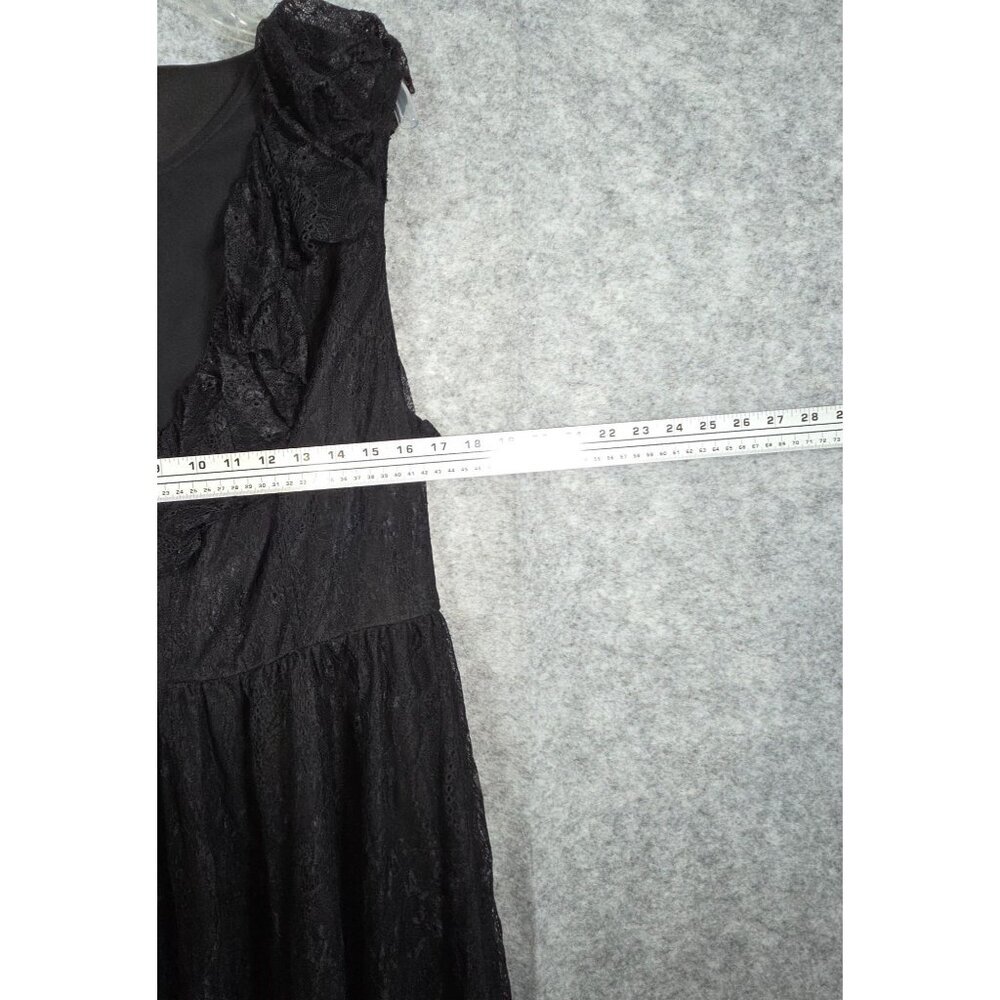 ASOS Women's Sleeveless Fit & Flare Dress V Neck Knee Length Black Size 16 - Picture 4 of 8